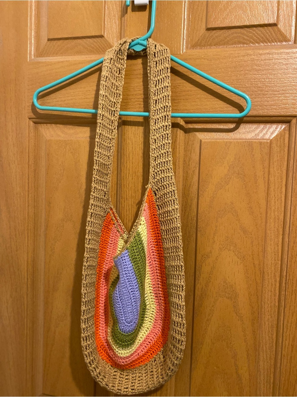 Urban Originals Multicolor Crochet Hobo Bag in Tan, Orange, Green, Lavender